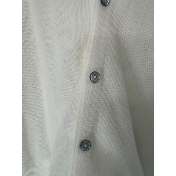 Izod Cardigan Men's Basic White Vintage Academia Preppy Button‎ Up Knit Medium - Picture 8 of 13